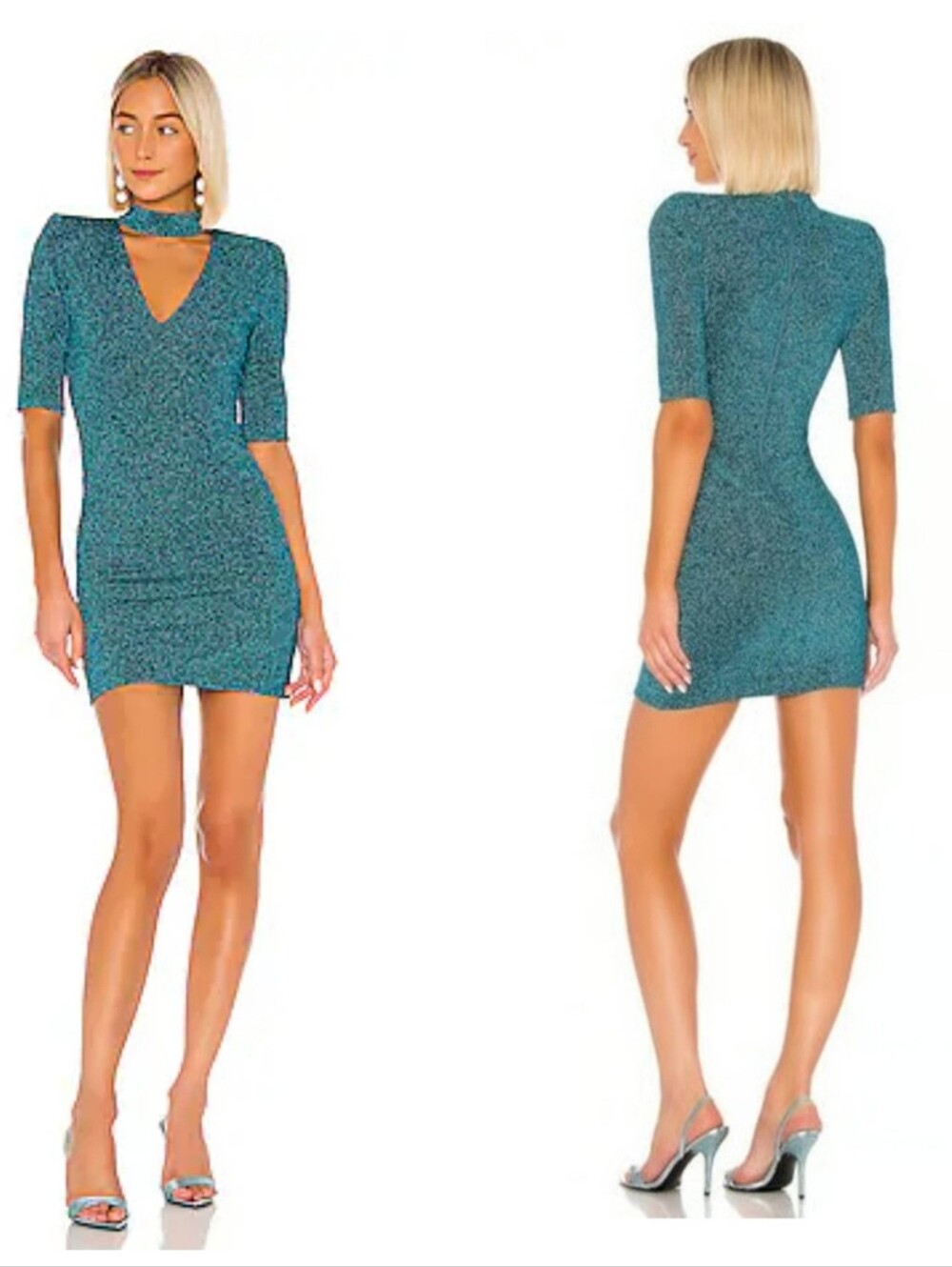 Alice + Olivia Inka V NeckTeal Cutout Choker Mini Dress Size 0